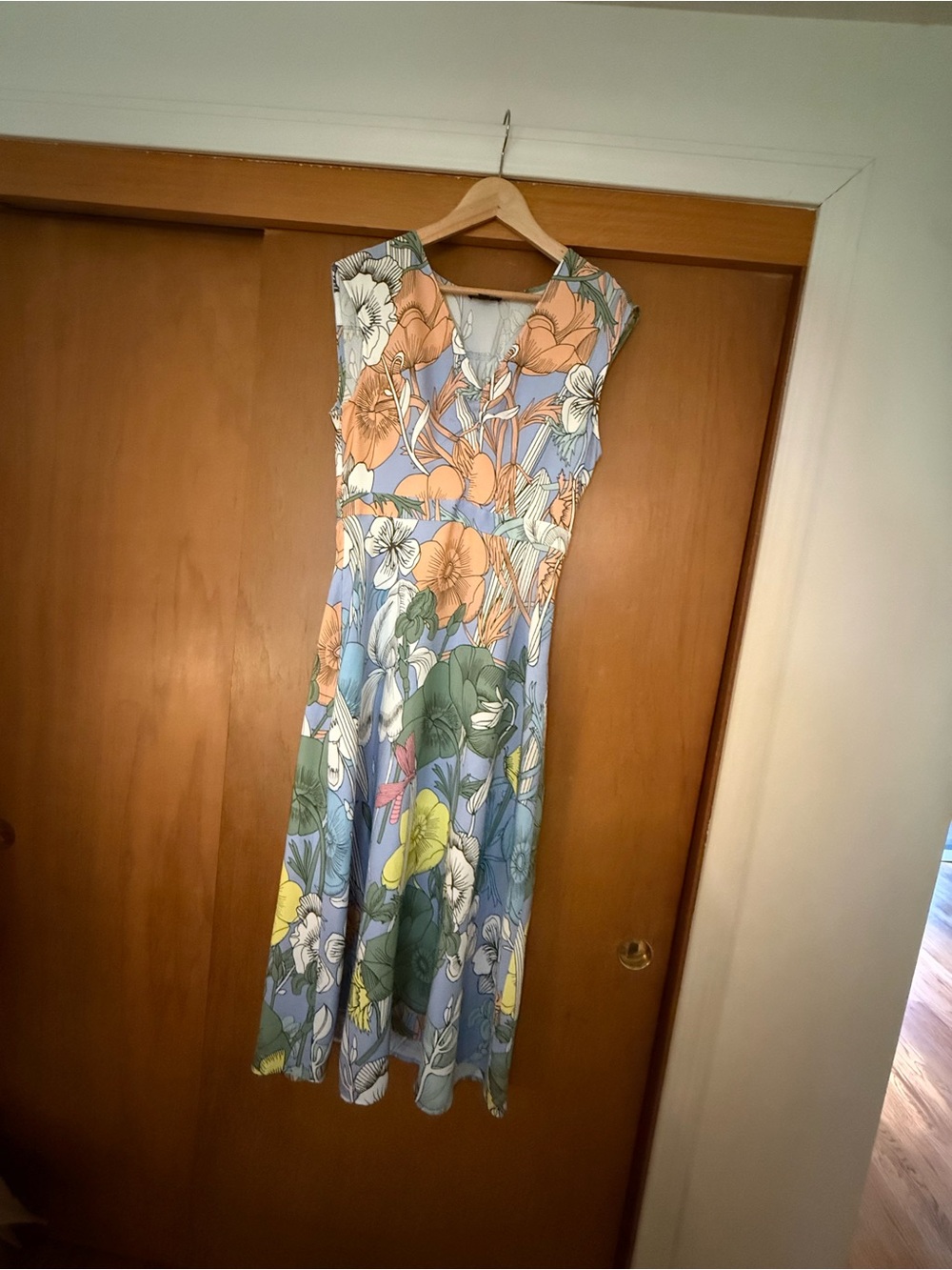 J. Crew Floral Maxi Dress in Blue, Peach and Green